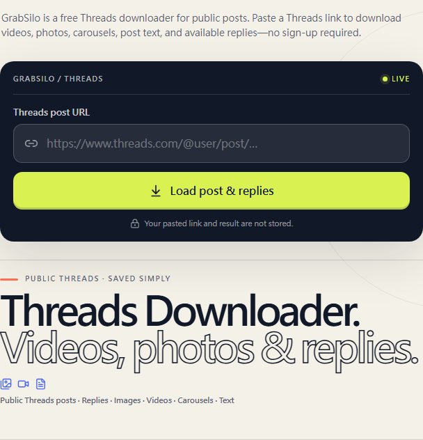 GrabSilo downloader interface in English